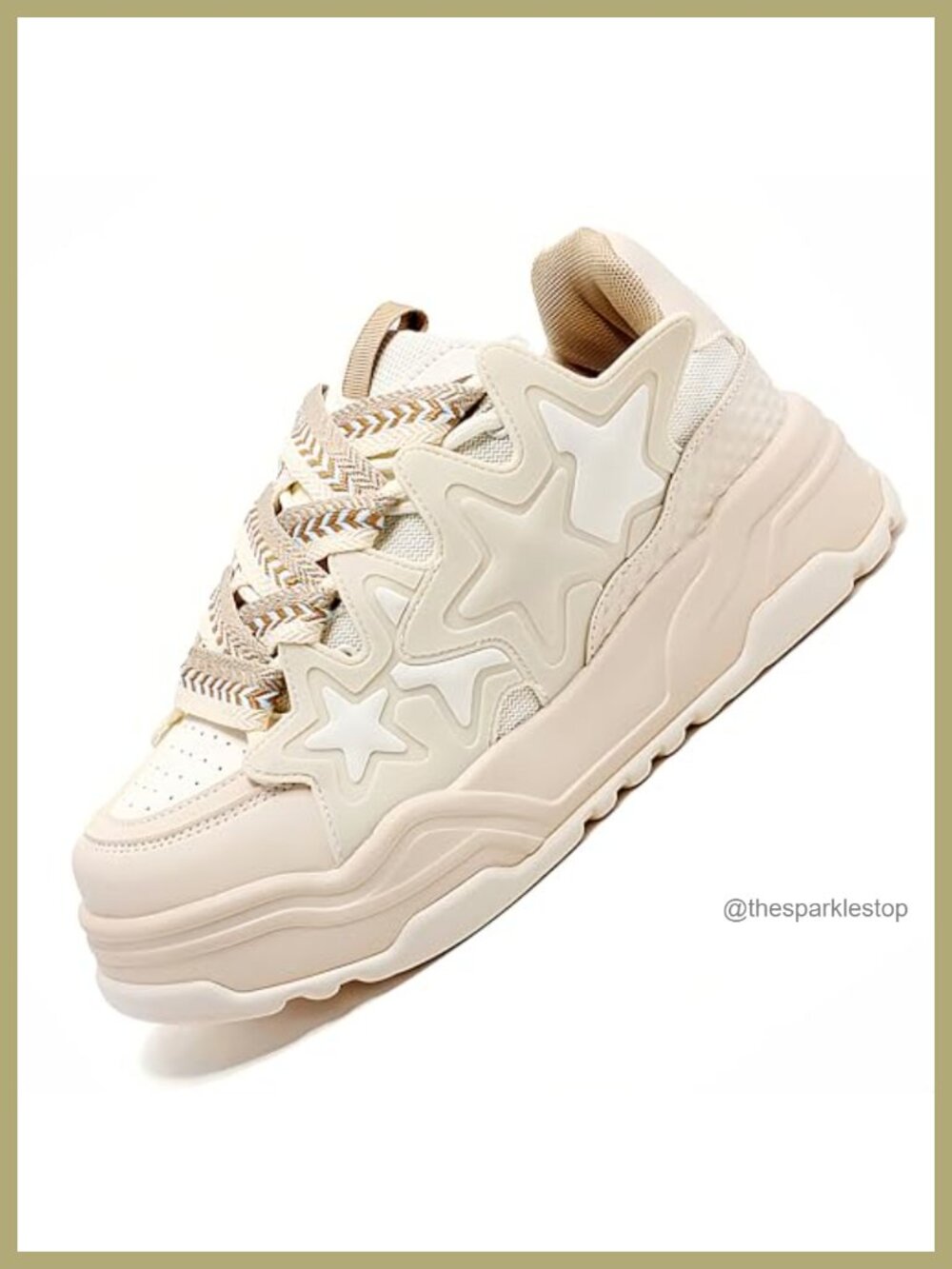 Unisex Stars Casual Walking Shoes Chunky Platform Sneakers Trendy Comfortable